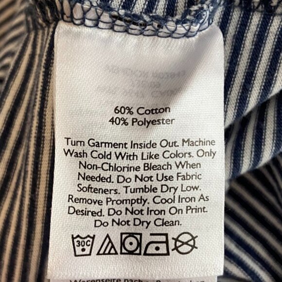 Eddie Bauer Blue & White Striped USA Short Sleeve Shirt - Picture 5 of 7